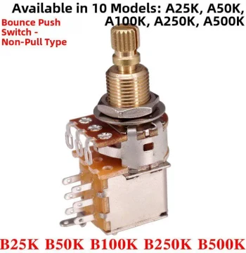 Brass Bass Guitar Toggle Switch Push Switch Single Cut Potentiometer Digital 9.36mm Non-Pull Switch