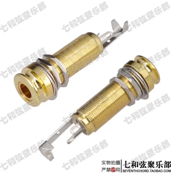 Strap Lock Electric Acoustic Guitar Bass Jack Hole Threaded Tube Output Socket Connector Port Gold