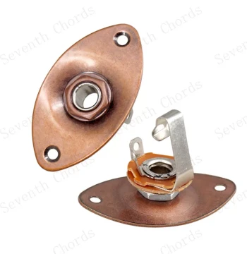 Bass Guitar Oval Cat-Eye Jack Input/Output Socket Connector Port, Red Copper Jack