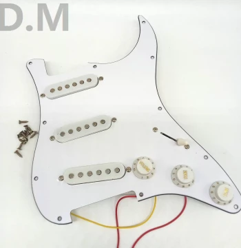 Electric Guitar Accessories ST/SQ SSS Pickguard with Pickup Wiring Harness, Full Set White SSS3 Single-Coil Pickguard