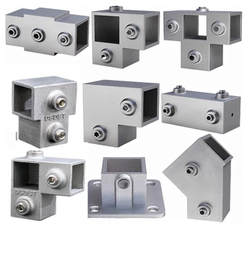 Square Tube Weld-Free Connector Aluminum Alloy Stainless Steel Pipe Square Steel Accessories Fixed Clip Three-Way Square Tube Connector