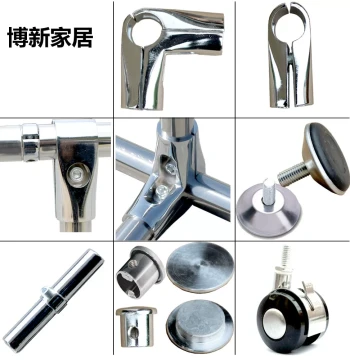 25 Stainless Steel Pipe Connector Clothes Rack Accessories Display Rack Fastener Joint Shelf Fixing Two-Way Three-Way