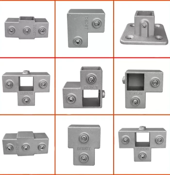 20/25/30mm Square Tube Connector Galvanized Aluminum Alloy Square Pipe Fitting Three-Way Fastener Square Steel Fixed Clip