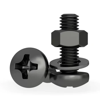 Jinchao Black 304 Stainless Steel Round Head Screw Nut Flat Washer Set Comprehensive Cross Bolt Nut M2 M2.5
