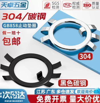 65MN Manganese 304 Stainless Steel Locking Washers for Round Nuts, Anti-Loosening Washers, Six-Claw Locking Rings GB858