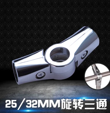 25 32mm Stainless Steel Round Tube Adjustable Rotating Three-Way Pipe Clamp Tent Top A-Frame Beam Connector Joint Fastener