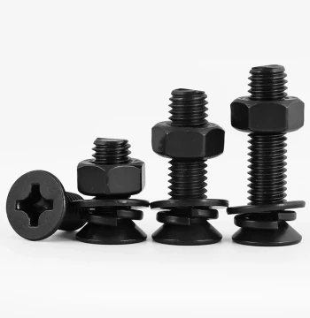 M3 M4 M5 M6 M8 Black 304 Stainless Steel Cross Countersunk Screw Nut Flat Spring Washer 4-Piece Combo Kit Complete Set