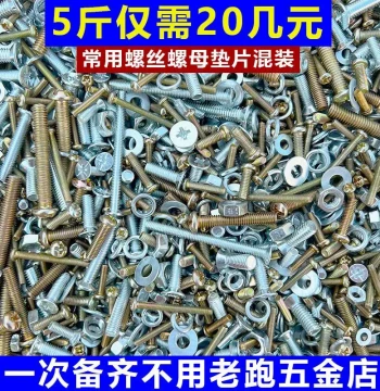 Assorted Screws Nuts Washers, Common Screw Mix-Nut Combination Pack, Mechanical Screw Rod with Home Use Flat Washer and Spring Washer