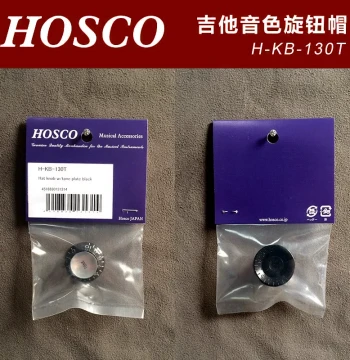 Made in Japan HOSCO H-KB-130T Guitar Tone Knob Cap, Black Base with Silver Top, Metric