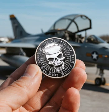 Death Smiles US Navy Challenge Coin, Skull Commemorative Coin, Gift Enamel Badge Custom Display Piece