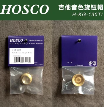 Japan-made HOSCO H-KG-130TI Guitar Tone Knob Cap, Gold Base with Gold Top, Imperial Size