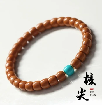 Wild Olive Pit Tip Bracelet Carved Monkey Head Straight-Cut Barrel Beads Coaxial Concentric Walnut Art Play Men's and Women's Bracelet