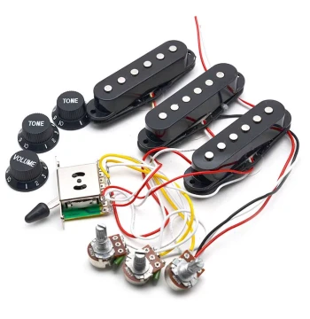 Strat Electric Guitar Pickup Black and White SSS 250K Potentiometer Full Wiring Assembly 6.35 Output
