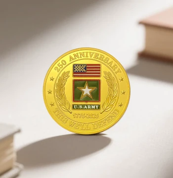 Pure Handcrafted Retro Patina Alloy Replica Prop with Baked Paint, US Army Gold Challenge Coin Commemorative Medal Gift