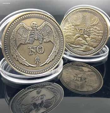 [YES NO] US Antique Bronze 3D Relief Decision Commemorative Coin Finger Spin Gold Coin Luck Coin