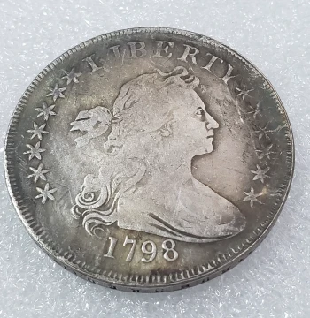 Pure Handcrafted Retro Patina Alloy Replica Prop USA Half-Body Wavy Portrait Brass Yuan Coin Commemorative
