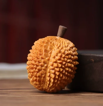 Thuja Wood Carved Durian Hand Piece Fruit and Vegetable Small Ornament Wooden Fruit Healing Gift Desktop Decorative Display