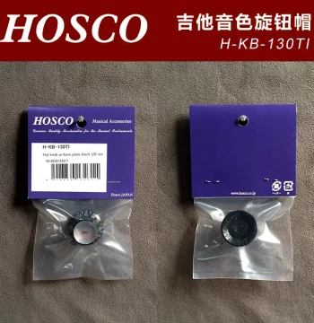 Japan-Made HOSCO H-KB-130TI Guitar Tone Knob Caps Black Base Silver Cap Imperial