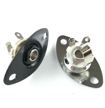 Black/Silver Oval Metal Output Jack for Electric Guitar/Bass, Audio Socket