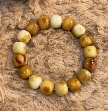 [Toast Bread] Charcoal-Roasted Bodhi Bracelet: Student Flexible Finger-Rolling Beads, Wenwan Bodhi Root Single-Loop Buddhist Bracelet