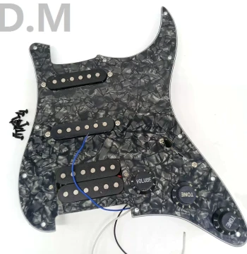 Electric Guitar Accessories ST/SQ Single-Single-Humbucker Pickguard with Pickup Wiring Assembly, SSH Full Set, Black Pearl