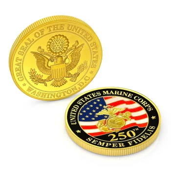 Pure Handcrafted Retro Artificial Aging Alloy Replica Prop Colorful US Marine Corps Challenge Coin Commemorative Medal