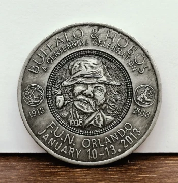 US BUFFALO HOBOS Buffalo Hobo Commemorative Coin Deep Carving Art Antique Silver Coin Engraving