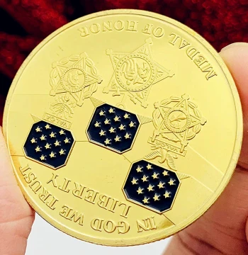 US Medal Statue of Liberty Torch Hand Gold-Plated Commemorative Coin, Craft Play Pendant Keychain, Commemorative Coin