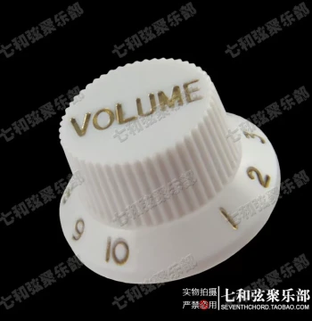 St/Sq Electric Guitar Volume Knob Caps VOLUME Colored Knob Potentiometer Caps White Base Gold Lettering
