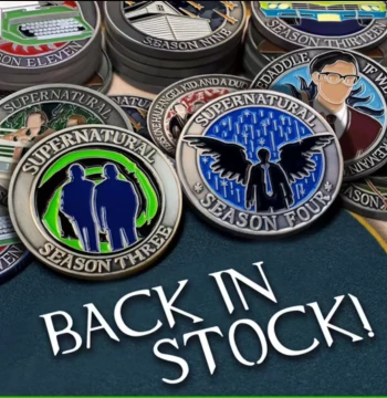 US Authentic Supernatural SPN Double-Sided Commemorative Coin Metal Badge Destiel