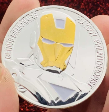 USA Avengers Iron Man Two-Tone Mask Silver-Plated Commemorative Medal: Decorative Display, Casual Gift Coin