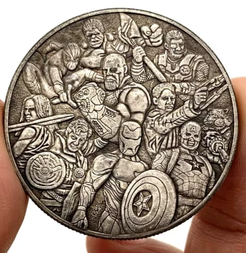 USA Avengers Captain America Brass Old-Silver Craft Commemorative Medal & Thor Copper Play Magic Coin