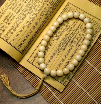 Original Ecology Precision-Crafted Bodhi Root Prayer Beads Hand-Held Bracelet: Unisex Genuine White Jade Bodhi 36 Beads Collectible