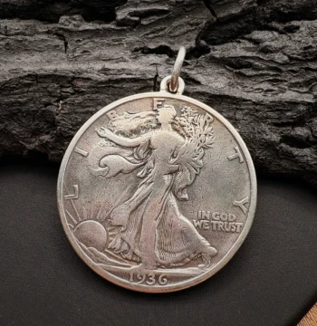 American Walking Liberty Silver Coin Pendant Necklace, Vintage Style European/American Niche Collectible Gift
