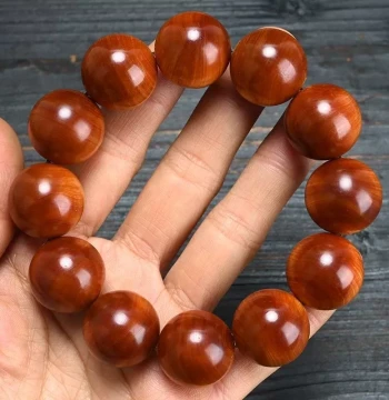 Thuja Sutchuenensis Bracelet with Buddha Beads, Aged Taihang Thuja Wood with Bird's Eye Pattern, High-Oil Plain Beads for Men and Women, Collectible Prayer Beads