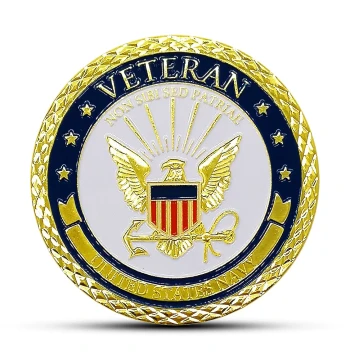 Pure Handcrafted Retro Patina Alloy Replica Prop Golden US Navy Commemorative Badge Courage Coin