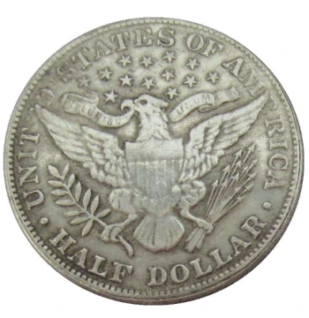 Brass Silver-Plated Barber Half Dollar Commemorative Coin 1892-1916 No Mint Mark