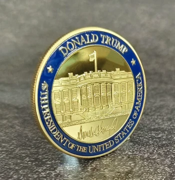Pure Handcrafted Artisan Retro Patina Alloy Replica Prop US Commemorative Coin Medal Double-Sided Enamel Colorful Relief Style