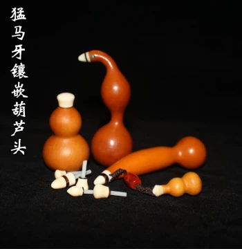 Natural Ant Inlay Accessories, High-End Mammoth Ivory Material Replacement for Antique Small Gourds, Dragon Head Plugs and Mouthpieces Collection
