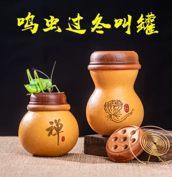 Handcrafted Seven-Star Mouth Reed Cricket and Katydid Jar Winter Natural Open-Top Gourd Singing Insect Cage Handheld Ornament