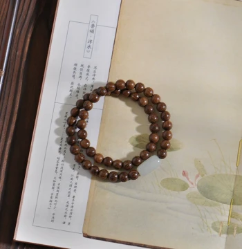 Golden Thread Sandalwood 6mm Bracelet, Prayer Beads, Double-Loop Rosary, Minimalist Ethnic Style, Sandalwood and Hetian Jade, Collectible, Elegant Unisex Design