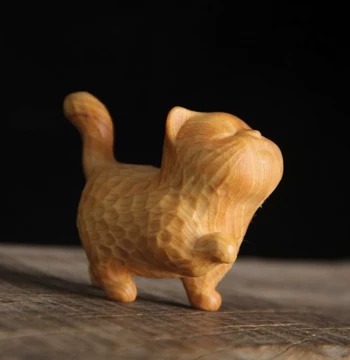 Thuja Sutchuenensis Boxwood Carving Modern Childlike Cute Fragrant Proud Cat Lucky Wealth Cat Handheld Piece Portable Playable Animal