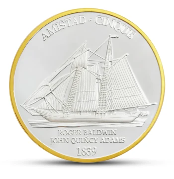 Sailboat Fearless Creative Coin Toy Commemorative Medal 1839 US Civil War Two-Color Commemorative Travel Coin