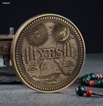US Embossed YES Antique Bronze Commemorative Coin, Decision NO Coin, Skull Angel Lucky Gold Coin