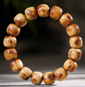 Taihang Thuja Wood Burl Bird's Eye Old-Style Bead Bracelet Single-Loop Barrel Bead Collectible Wooden Medicinal Scented Wood Prayer Bead Play