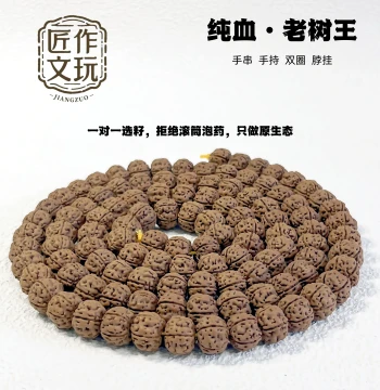 [One Item One Photo] Pure Blood Old Tree King Small Rudraksha Seeds Men Women Collectible Bracelet Necklace 108 Beads Prayer Mala