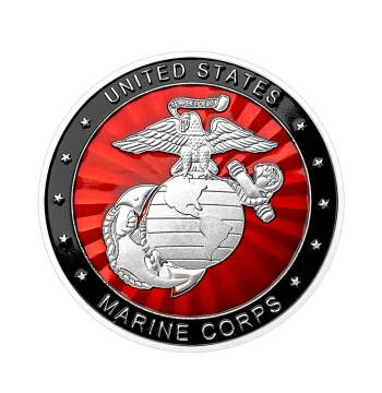 Pure Handcrafted Artisan Retro Patina Alloy Replica Prop US Marine Corps Challenge Coin Red Commemorative Medal