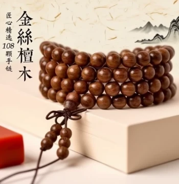 Golden Silk Sandalwood Sinking Old Material Wooden Prayer Beads Bracelet Wenwan Prayer Bead Chain Black Ebony Green Ebony Blood Sandalwood Exquisite Raw Wood