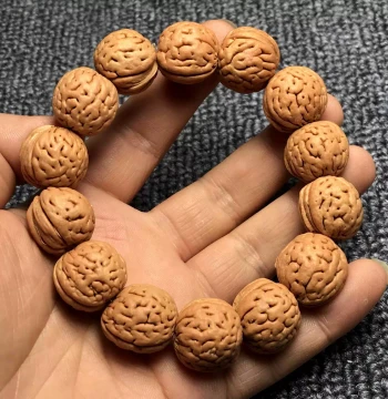 Wild Brain-Texture Peach Pit Bracelet Phoenix-Tail Navel Peach Wood Walnut Bracelet Raw Seed Collectible Fuzzy Peach Pit Unisex Prayer Beads