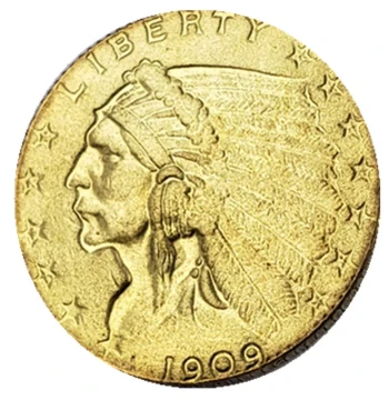 Pure Handcrafted Retro Distressed Alloy Replica Prop, American Indian Head Commemorative Coin Series, 2.5 Cents